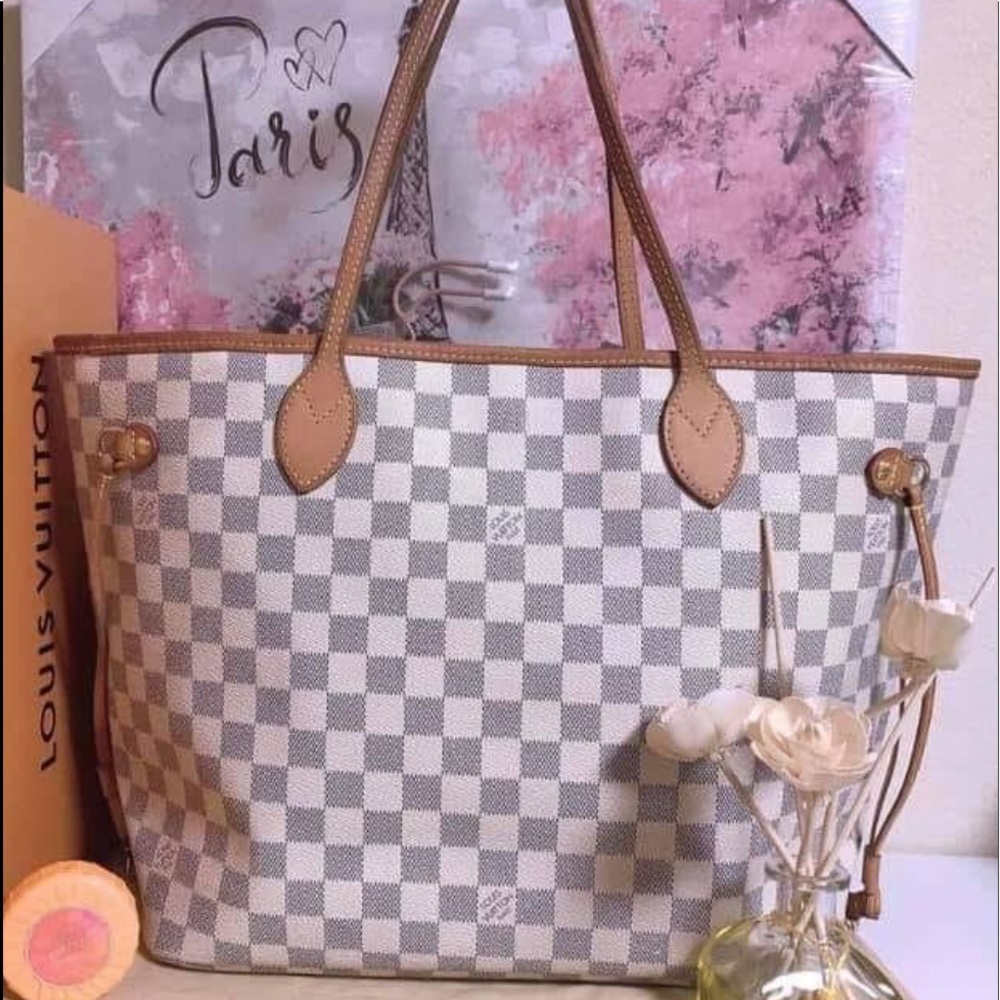 Authentic LV  Neverfull Azure MM size